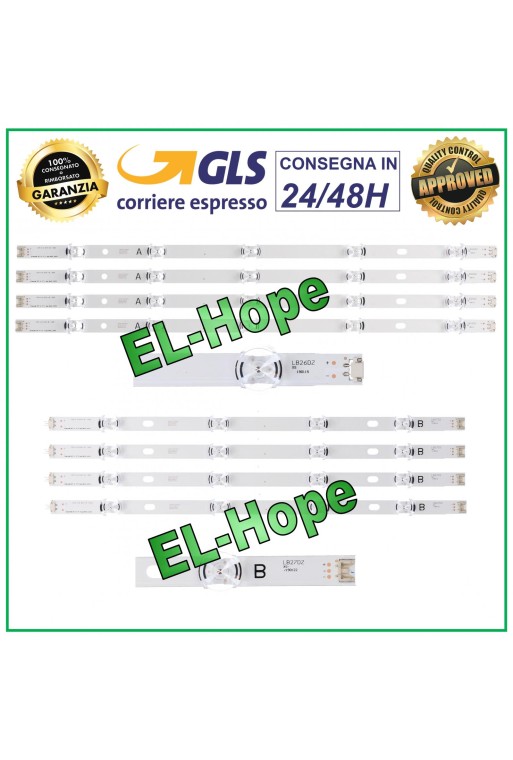 KIT 8 LED-STREIFEN FÜR LG 47 TV 47LY54 / 47LY33 / 47LY76 / LC470DUEFG