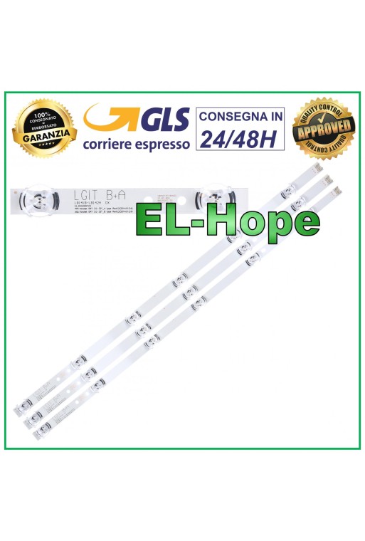 3er-Set mit 6 LED-Streifen für Fernseher LG 32 LGIT B+A 6916L-2223A (A) / 6916L-2224A (B)