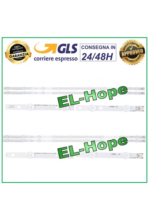 4er-Set mit 9 LED-Streifen für LG TV 32 6916L-1031A / Q712807 2x(A) + 2x(B) 647 mm