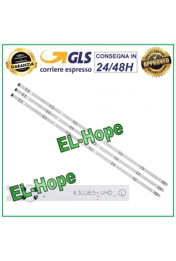 3er-Set mit 7 LED-Streifen für Fernseher 43 LG 43UJ65-UHD-L HC430DGGSLTL HC430DGGSLTL