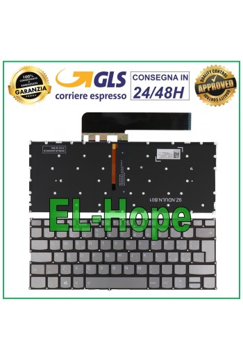 ITA-TASTATUR FÜR LENOVO YOGA C640-13IML NOTEBOOK MIT HINTERGRUNDBELEUCHTUNG, SILBER