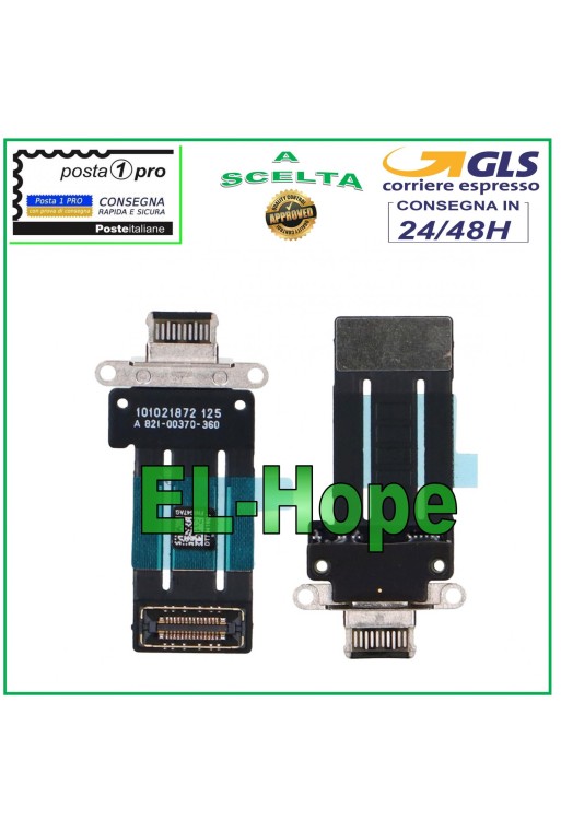 LADEANSCHLUSS IPAD PRO 12.9 2021 5. Gen A2379 A2461 A2462 FLAT CHARGE SCHWARZ