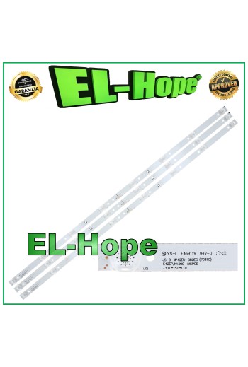 3er-Set LED-Streifen für 42-Zoll-Fernseher AKAI JS-D-JP42EU-082EC YS-L E469119 L730mm 2PIN