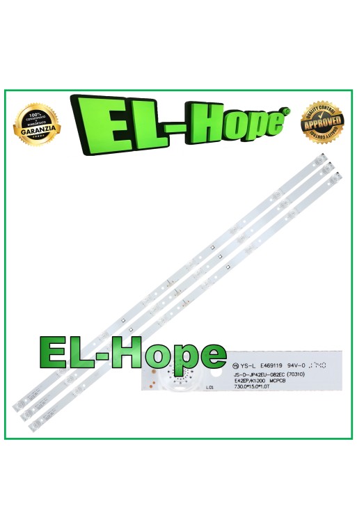 3er-Set LED-Streifen für 42-Zoll-Fernseher AKAI JS-D-JP42EU-082EC YS-L E469119 L730mm 2PIN