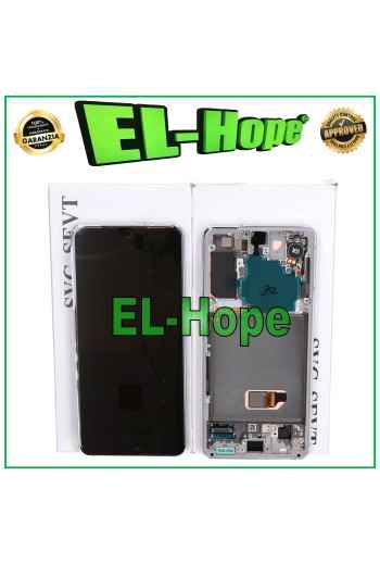 TOUCH-DISPLAY + LCD-RAHMEN ORIGINALSERVICE SAMSUNG GALAXY S21 SM G991 WEISS