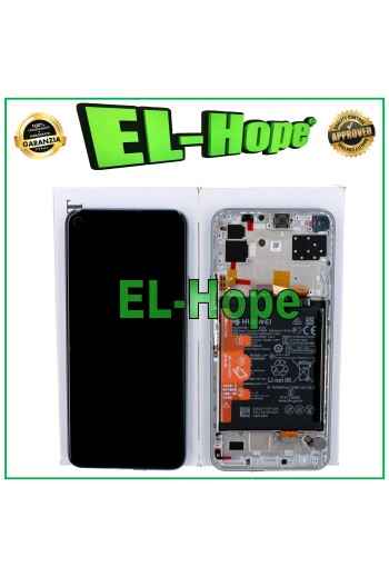 ORIGINAL LCD-DISPLAYRAHMEN UND AKKU HUAWEI P40 LITE 5G CDY-NX9A TOUCH SILBER