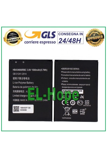 AKKU HB434666RBC FÜR HUAWEI POCKETCUBE H3G MODEM ROUTER TRE 1500 mAh 