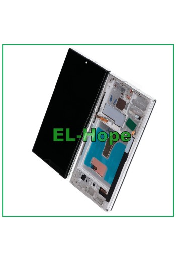 TFT-LCD-DISPLAY + RAHMEN TOUCH FÜR SAMSUNG GALAXY S22 ULTRA 2022 SM-S908 WEISS