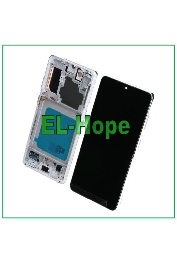 OLED-RAHMEN-LCD-DISPLAY FÜR SAMSUNG GALAXY S21 SM-G991 TOUCHSCREEN WEISSES GLAS
