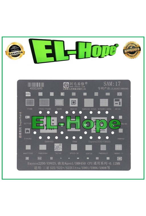 SCHABLONE AMAOE SAM17 SCHICHT CPU MOTHERBOARD EXYNOS 2200 E9925 SM8450 FÜR SAMSUNG SCHABLONE AMAOE SAM17 SCHICHT CPU MOTHERBOARD EXYNOS 2200 E9925 SM8450 FÜR SAMSUNG