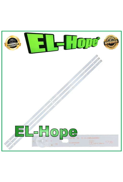 KIT 3 BARS 8 LEDs FÜR 40  TV PANASONIC IC-D-HWBJ40D660 V400HJ9-MD1 TX40DS400B