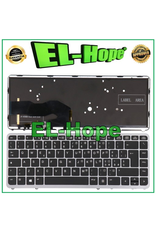 HP ELITEBOOK 840 G1 G2/ 850 G1 G2 RAHMEN SILBER HINTERGRUNDBELEUCHTUNG ITALIENISCHE TASTATUR