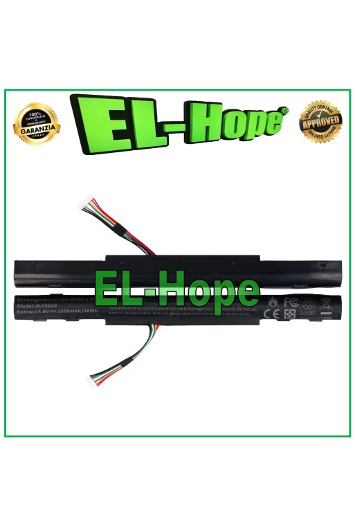 ACER AL15A32 2600 mAh 14,8 V 38 Wh SCHWARZER NOTEBOOK-PC-AKKU GLEICH DEM ORIGINAL
