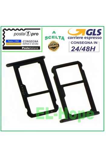 SLOT CART FACH NANO SIM-KARTE + MICRO SD HUAWEI P8 LITE 2017 PRA-LX1 SCHWARZ