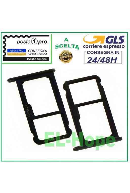 SLOT CART FACH NANO SIM-KARTE + MICRO SD HUAWEI P8 LITE 2017 PRA-LX1 SCHWARZ