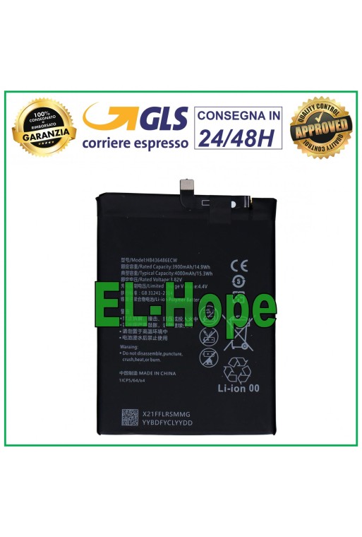 AKKU HB446486ECW HB436486ECW FÜR HUAWEI HONOR 9X HLX-AL00 4000 mAh AKKU