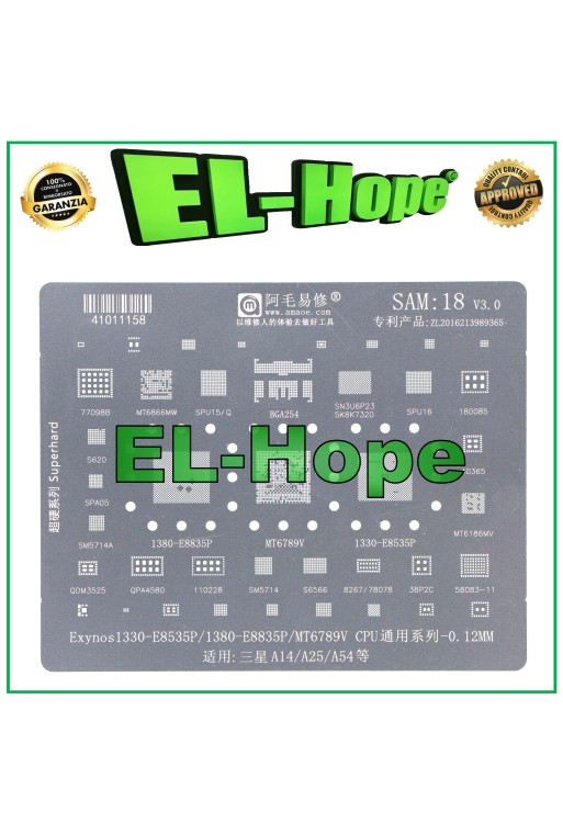 SCHABLONE REBALLING SNAPDRAGON AMAOE SAM18 FÜR SAMSUNG SM A14 A25 A54 EXYNOS 1330