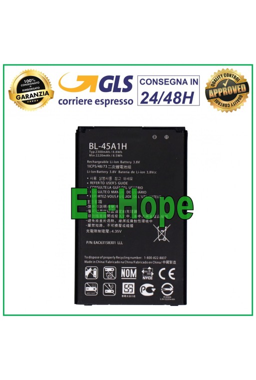 AKKU BL-45A1H FÜR LG K10 K420 K420N K430 K430DS K450 2300 mAh GLEICH ORIGINAL