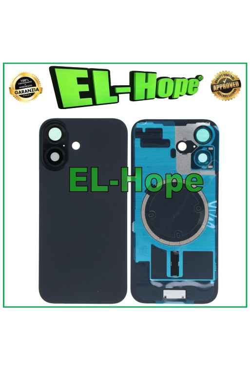 Glashulle Backcover + Magsafe fur Apple iPhone 16 Schwarz