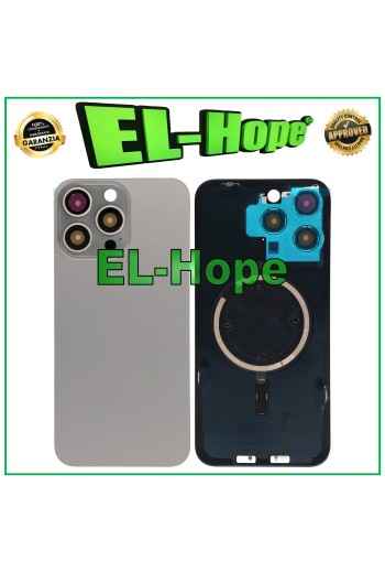 Glasgehause Ruckseite + Magsafe fur iPhone 15 Pro Max Natur Titan