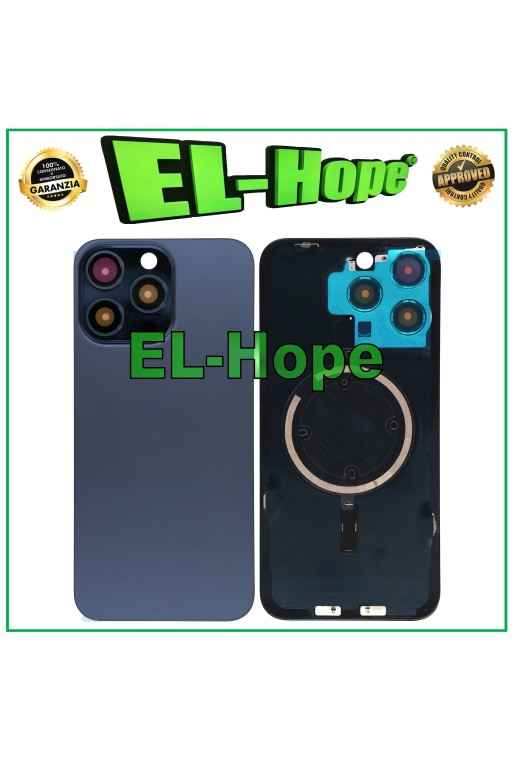 Glashulle Backcover + Magsafe fur iPhone 15 Pro Max Titanblau