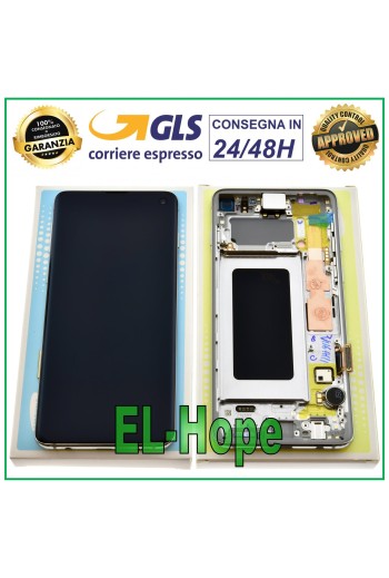 ORIGINAL LCD-DISPLAY SAMSUNG GALAXY S10 SM-G973F DS TOUCHSCREEN PRISM WEISS