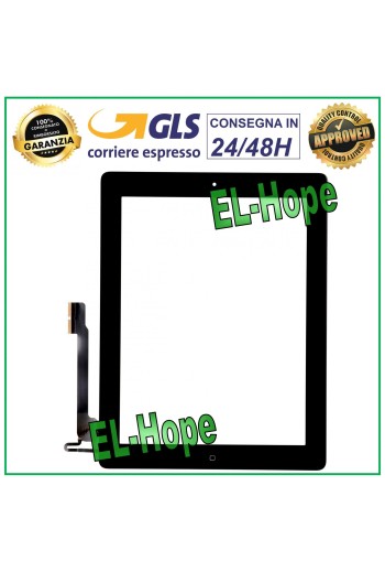 TOUCHSCREEN FÜR APPLE IPAD 4 WIFI 3G A1458 A1459 A1460 SCHWARZES GLAS + HOME-TASTE
