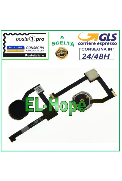 FLACH FLEX HOME-TASTE FÜR APPLE IPAD 6 AIR 2 A1566 A1567 SCHWARZE MITTLERE TASTE
