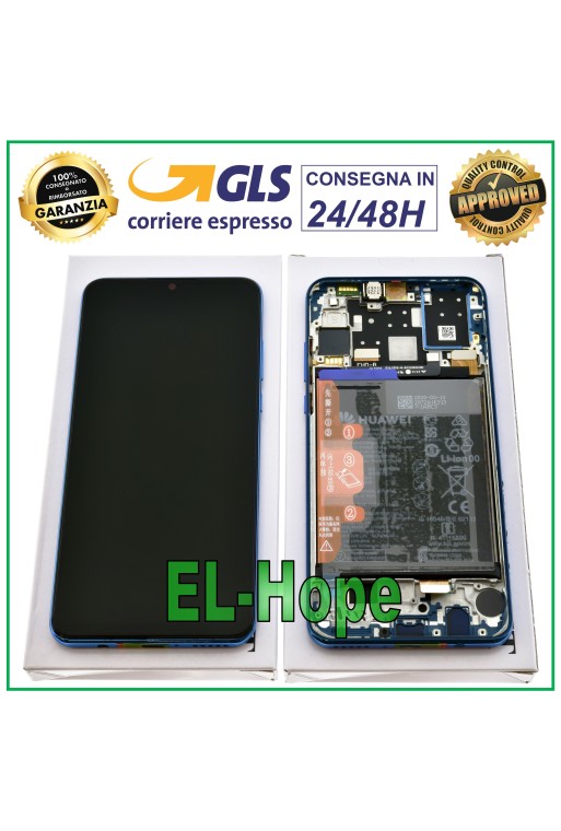 ORIGINAL LCD TOUCH DISPLAY RAHMEN + AKKU HUAWEI P30 LITE MAR-LX1A 48 MP BLAU