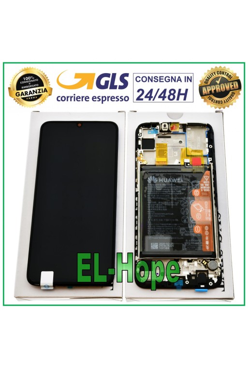 LCD-DISPLAY TOUCH-RAHMEN + ORIGINAL-AKKU HUAWEI P SMART 2020 POT-LX1A SCHWARZ