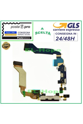 Ladeanschluss für Apple iPhone 4S, flach, Flex-Mikrofon, Dock, Ladekabel, Schwarz