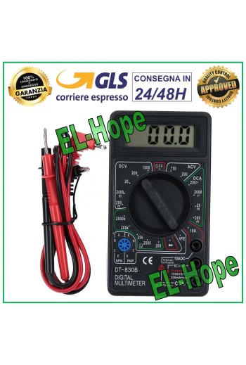 PROFESSIONELLER DIGITALER MULTIMETER-TESTER DT830B + PAAR VOLT-AMPERE-SONDEN