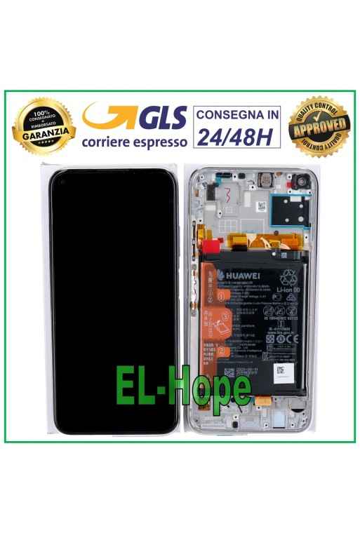 ORIGINALRAHMEN LCD-DISPLAY + AKKU HUAWEI P40 LITE JNY-L21 LX1 TOUCH SILBER
