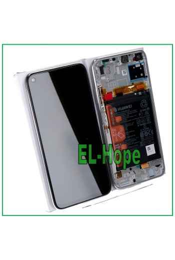 ORIGINALRAHMEN LCD-DISPLAY + AKKU HUAWEI P40 LITE JNY-L21 LX1 TOUCH SILBER