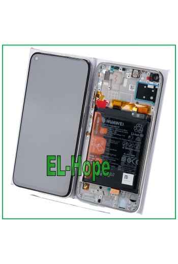 ORIGINALRAHMEN LCD-DISPLAY + AKKU HUAWEI P40 LITE JNY-L21 LX1 TOUCH SILBER