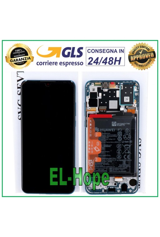 LCD-DISPLAY TOUCH-RAHMEN ORIGINAL-AKKU HUAWEI P30 LITE NEW EDITION 24 MP BLAU