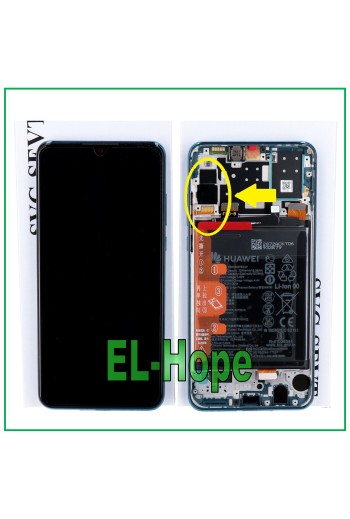 LCD-DISPLAY TOUCH-RAHMEN ORIGINAL-AKKU HUAWEI P30 LITE NEW EDITION 24 MP BLAU