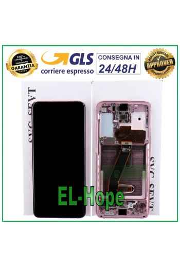 LCD-DISPLAY + ORIGINALRAHMEN SAMSUNG GALAXY S20 SM-G980 G981 TOUCHSCREEN ROSA