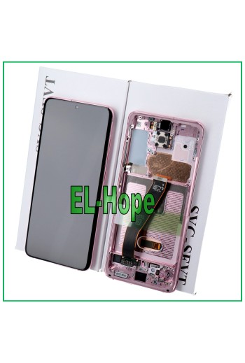 LCD-DISPLAY + ORIGINALRAHMEN SAMSUNG GALAXY S20 SM-G980 G981 TOUCHSCREEN ROSA
