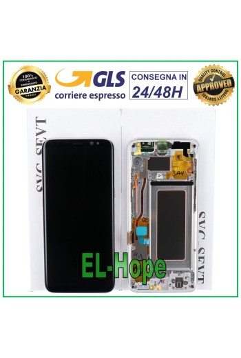 ORIGINALRAHMEN LCD-DISPLAY SAMSUNG GALAXY S8 SM-G950 G950 F TOUCHSCREEN SILBER