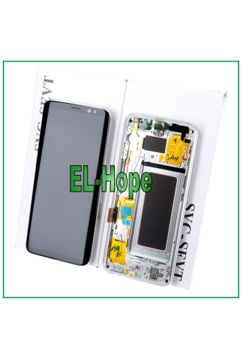 ORIGINALRAHMEN LCD-DISPLAY SAMSUNG GALAXY S8 SM-G950 G950 F TOUCHSCREEN SILBER