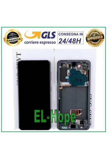 ORIGINAL LCD-DISPLAY + RAHMEN SAMSUNG GALAXY S21 SM-G991 TOUCHSCREEN SCHWARZ GRAU