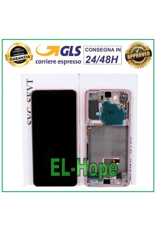 ORIGINAL SAMSUNG GALAXY S21 SM G991 RAHMEN LCD DISPLAY TOUCHSCREEN ROSA