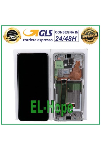 ORIGINALRAHMEN LCD-DISPLAY SAMSUNG GALAXY S20 ULTRA SM-G988 TOUCHSCREEN WEISS
