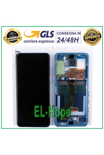 ORIGINALRAHMEN LCD-DISPLAY SAMSUNG GALAXY S20+ PLUS SM-G985 G986 TOUCH AURA BLAU
