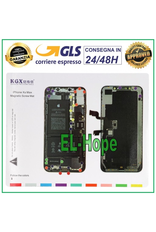 MAGNETISCHES ISCREWS PAD MAT ILLUSTRIERT ZUR DEMONTAGE VON APPLE IPHONE XS MAX SCHRAUBEN