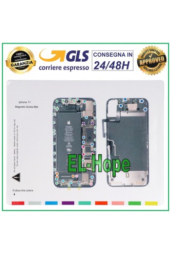 MAGNETISCHES ISCREWS PAD MAT ILLUSTRIERT ZUR DEMONTAGE VON APPLE IPHONE 11 SCHRAUBEN