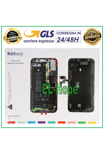 MAGNETISCHES ISCREWS PAD MAT ILLUSTRIERT ZUR DEMONTAGE VON APPLE IPHONE XS SCHRAUBEN