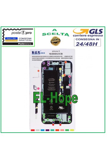 MAGNETISCHES ISCREWS PAD MAT ILLUSTRIERT ZUR DEMONTAGE VON APPLE IPHONE X SCHRAUBEN
