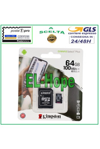 ORIGINAL KINGSTON MICRO SD 64GB 100MB/s SPEICHERKARTE EXTERNE SPEICHERKARTE